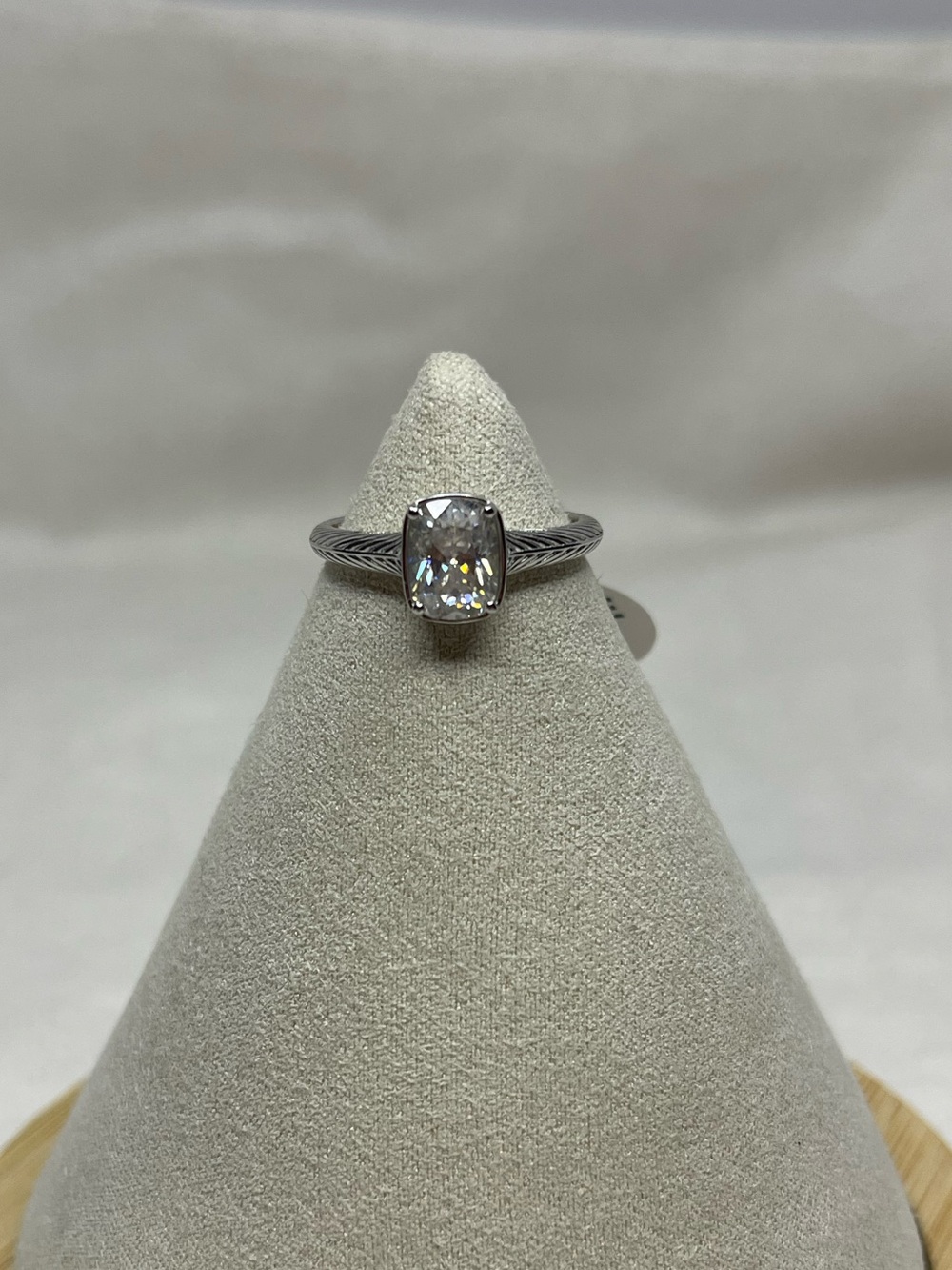 Cushion-Cut Solitaire Ring in Sterling Silver with Moissanite